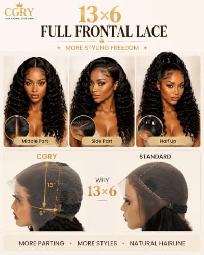 CGRY 18A Skinlike HD Lace Wig 13x6 Full Frontal Loose Deep Wave Human Hair - Thumbnail 4
