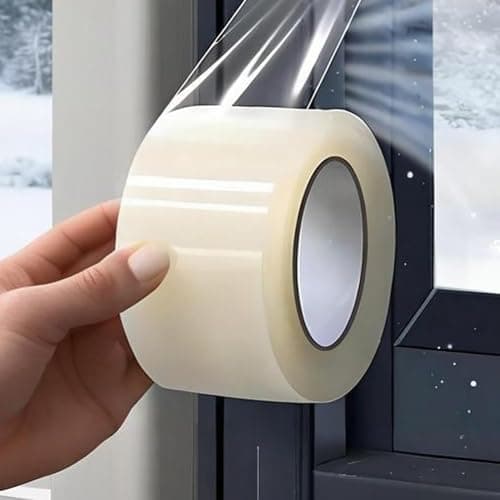 Dstorelhp Transparent Window Weather Sealing Tape, 2Inch x 262FT Clear Window Draft Isolation Sealing Film Tape, No Residue