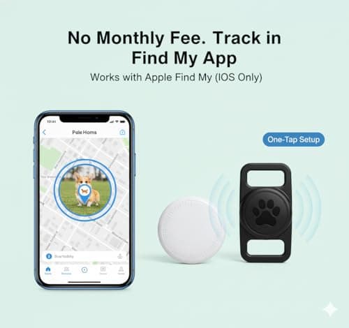 Smart Pet Location Tag with Holder – No Monthly Fee, Compatible with Apple Find My (iOS Only), Lightweight Anti-Lost Locator for Pets, Bags, and Personal Items - Thumbnail 3