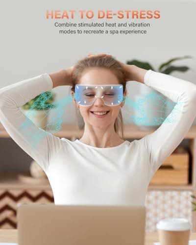 ZZR SEVEN Eye Massager with Heat, 7 Heating and Vibration Modes, Eye Mask, Birthday Gifts for Women, Men, Friend, Mom and Dad, Sleep Mask for Relax, Migraine Relief, Improve Sleep, Pink - Thumbnail 4