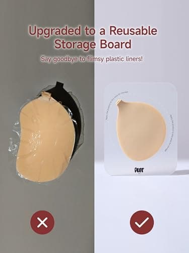 Invisible Strapless Sticky Bra Push up for Women, Adhesive Bra for Backless Dress, Silicone Cleavage Lift Nipple Covers(D Cup, Coffee) - Thumbnail 6