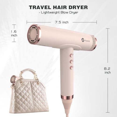 slopehill Professional Ionic Hair Dryer, High-Speed Blow Dryer with Brushless Motor for Salon Use, Lightweight Compact Hairdryer for Travel, Low Noise Quiet for Home, Ceramic Pink - Thumbnail 6