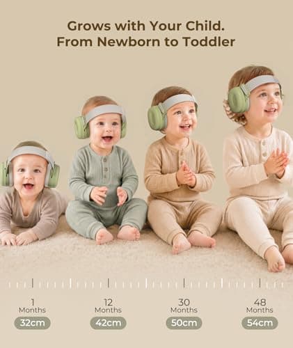 Eggiehug Baby Ear Protection Earmuffs, 25dB Headphones, Green - Thumbnail 5