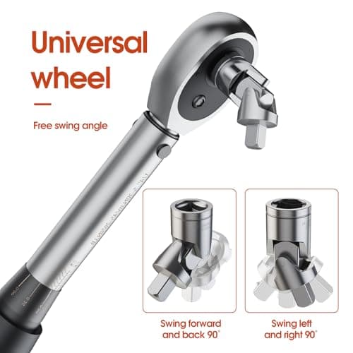 DSBYKJ 17 Piece Small Torque Wrench Set (5-30nm), 1/4" Drive Click, 72 Teeth Bidirectional Torque Wrench, ±3% Accuracy，Professional Tool Set for Bicycles and Motorcycles - Thumbnail 6