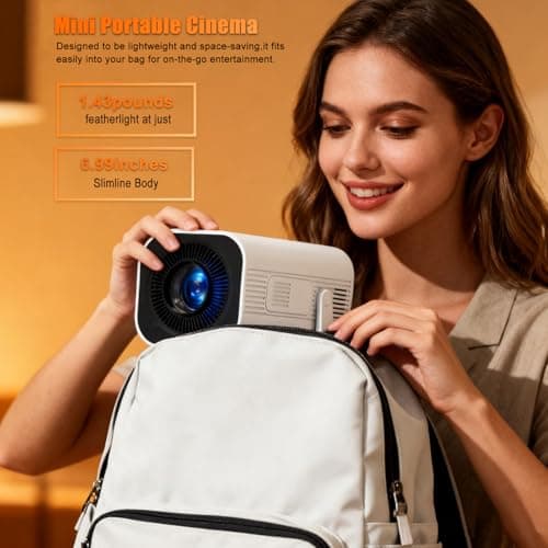 LJYT 1080P FHD Protable Mini Projector, 250 ANSI Lumens, Support 4K, Auto Keystone, 210° Rotation, Bluetooth 5.4, WiFi 6, Android 11, Compatible with iOS/Android/PS5/Windows/USB/HDMI/TV Stick/Box - Thumbnail 6