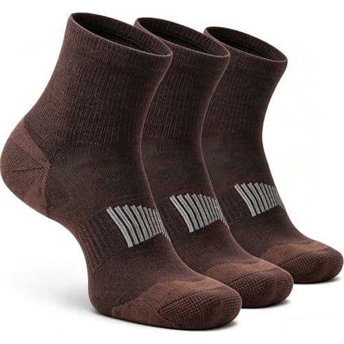 RTZAT 3 Pairs Merino Wool Socks for Men Business Casual Wool Ankle Thin Hiking Running Athletic Compression Thermal Support Warm Breathable Cushioned No-Show Low Cut Sock - coffee X-Large - Image 1