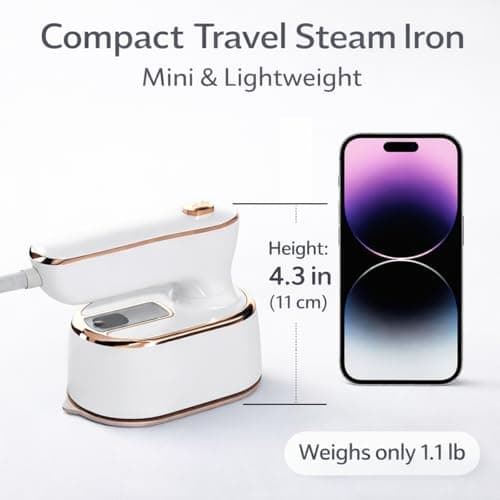 1000W Travel Steamer for Clothes, Portable 2-in-1 Handheld Steamer & Iron, 20s Fast Heat-Up, Sharp-Corner Detail Panel, Foldable 180° Handle, Compact for Home & Travel (Pearl White) - Thumbnail 2