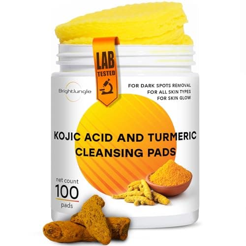 Kojic Acid and Turmeric Cleansing Pads - 100 Pads | Enriched with Ginger Root Oil & Amino Acids | for Face & Body - 100pcs - Image 1