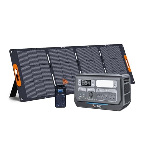 ALLWEI Solar Generator 2400W with 1x 200W Solar Panel, 2048Wh LiFePO4 Portable Power Station, Fast Charge in 1.5H, 4 AC Outlet, Expandable to 10240Wh for RV Camping Home Backup Outdoor Power Outage
