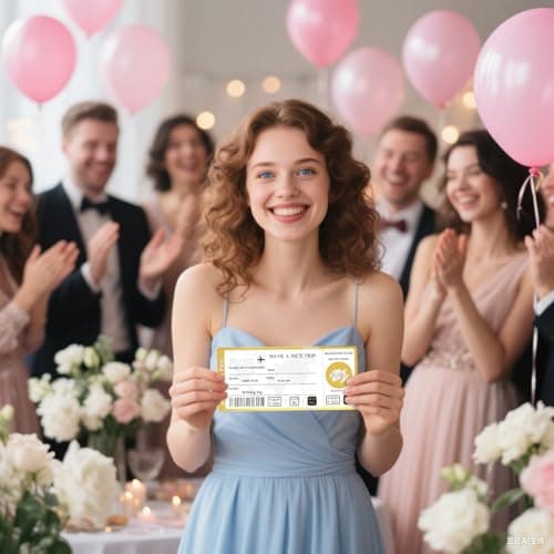Golden Ticket Scratch Off with Envelopes and Seal, Golden Scratch Off Cards for Air Ticket Gift, Gold Surprise Gifts Tickets for Valentine's Day Birthday Girlfriends Vacation Couple Dating etc - Thumbnail 5