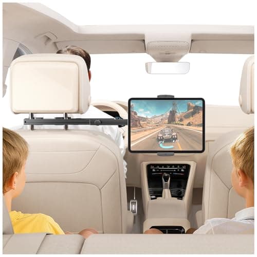 Headrest Tablet Holder for Car Accessories, Crafted from aircraft-grade aluminum，Universal Car Tablet Mount with 22'' Extendsion Arm Car Seat Mount for iPad, Galaxy, Fire HD or 4.7-12.9” Tablets - Image 1