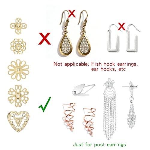 Heavy Duty Earring Supports for Droopy Ears - 5 Pairs Secure Locking Backs Anti-Drop Lifters for Heavy Earrings, 10-17mm Gold Plated Large Metal Earring Backs Replacement for Women/Men (Gold) - Thumbnail 6