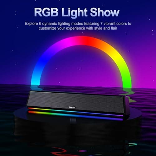 Bluedee Computer Speakers for Desktop PC, Bluetooth 5.3 PC Speakers with Dynamic RGB Light, Wired USB Plug & Play Computer Sound Bar, USB/Type-C Powered Gaming Speakers for Desktop, Laptops, Tablet - Thumbnail 6