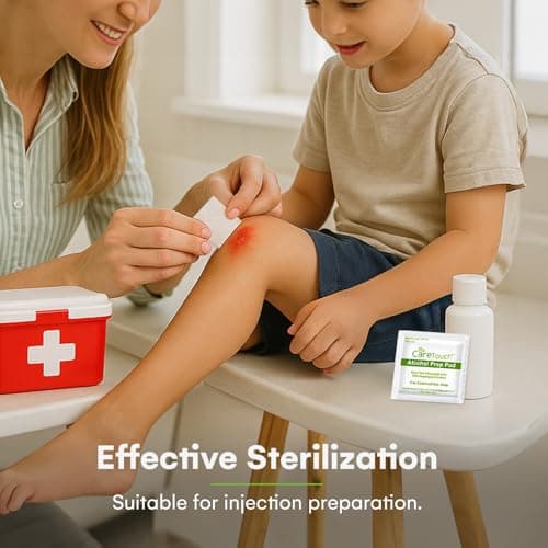 Care Touch 100-Pack Alcohol Wipes - Individually Wrapped Alcohol Prep Pads with 70% Isopropyl - Sterile 2-Ply Antiseptic Swabs for First Aid Kits, Cleaning, Travel and Everyday Use - Thumbnail 6