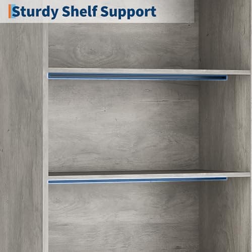 SLEKVERSA 70.6" Tall Bookshelf w/Doors & Metal Base, 5-Tier Bookcase with Cabinet and Adjustable Shelf, Wooden Book Shelf Farmhouse Bookcase for Living Room Office Library - Thumbnail 5
