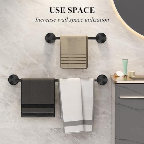 Large Towel Bar for Bathroom Wall,Adjustable 17~29 Inch Towel Racks for Bathroom Wall Mounted,Towel Holder for Glass Shower Door,Bathroom Accessories,Apparment Essentials,Home Decor-Black - Thumbnail 6