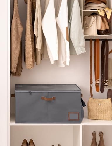 StorageWorks Shoe Organizer for Closet, Shoe Storage Containers for Entryway, Fabric Shoe Cubby Storage for Slippers and Flats, Shoe Storage Bins with Side Mesh Pocket, Fits up to 20 Pairs, Gray - Thumbnail 4