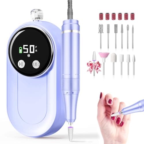 FLORAVIC Professional Nail Drill, 50000RPM High-Performance Rechargeable Electric Nail File for Fast Acrylic/Gel Removal & Shaping, E File with Bits & Anti-Slip Pad for Home & Salon Use, Perfect Gift - Image 1