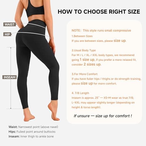 MXYMXY Buttery Soft High Waist Workout Black Leggings for Women 25" Inseam - Thumbnail 4
