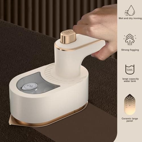 Travel Steamer Iron for Clothes Mini-Portable Ironing Machine Travel and Iron Fast 10s Heat-Up and 180° Rotating Handle,Horizontal and Vertical,Garment Steamer and Iron for Travel Office Home(White) - Thumbnail 4