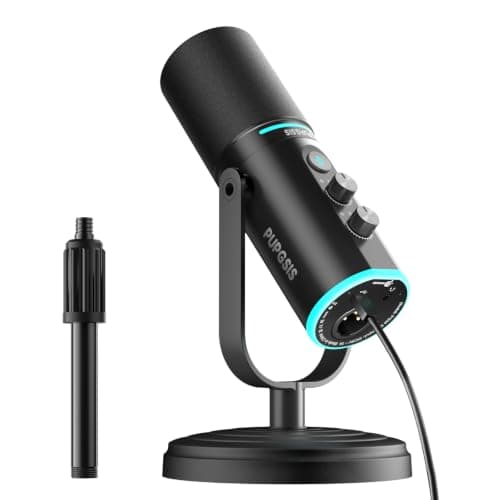 PUPGSIS Podcast Dynamic Microphone, XLR/USB Recording PC Microphones for Broadcast, Podcast, Recording, Gaming & Streaming, Studio Mic with Mute, Headphone Jack, Monitoring Volume Control, Windscreen
