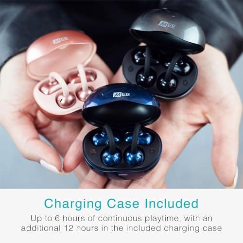 MEE audio Pebbles Air Open Ear True Wireless Earbuds - Bluetooth 5.3 Lightweight Earclip Headphones with Headset Microphone & Call Noise Reduction for Gym/Workouts/Sports and Gaming (Sapphire/Blue) - Thumbnail 5