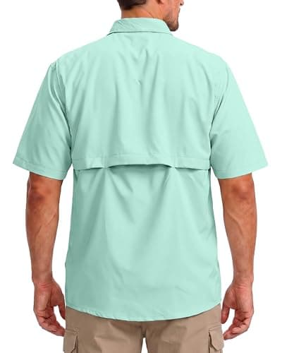 BETBO Men's Short Sleeves Fishing Shirts Button Down Summer Travel Work Shirts with Zipper Pockets(Arona, X-Large) - Thumbnail 2