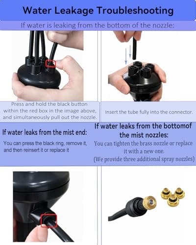 Upgraded 5.3FT Outdoor Misting System, Adjustable Stand with 360° Flexible Hose & 0.5mm Nozzles for Ultra Fine Mist, Patio Cooling Kit for Backyard, Pool, BBQ - Includes 26FT Hose & Tripod - Thumbnail 5