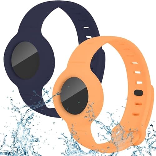Airtag Bracelet for Kids Adjustable Airtag Watch-Style Wristband, Waterproof Silicone Airtag Holder, Compatible with Apple Airtag, 2-Pack / 8-Pack air tag Bracelet (Blue/Papaya 2 piece) - Thumbnail 6