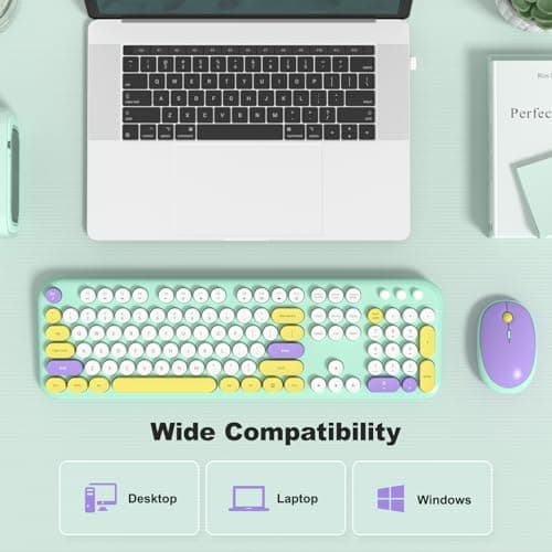 Dilter Wireless Keyboard and Mouse Combo, Typewriter Full Size Keyboard with Number Pad and 2 in 1 USB Connected Mouse Plug Play for Windows 7/8/10, Laptop, Desktop, PC, Computer - Thumbnail 3