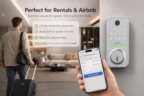 Smart Deadbolt Lock – 5-in-1 Keyless Entry: Fingerprint, Keypad, App, Card & Key | IP65 Weatherproof | Auto-Lock | Fits Standard Doors 1-3/8"-1-3/4" | No Wiring (Silver) - Thumbnail 3