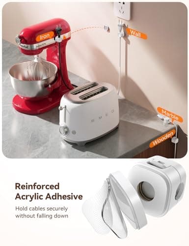 JOYROOM Detachable Magnetic Cord Organizer w/Secure Snap-Lock, 2-in-1 Adhesive& Magnetic Cable Clips, Auto-Fit Spring Management for φ1.5~8mm Cables, Under Desk Nightstand Home Office Car Wire Keeper - Thumbnail 6