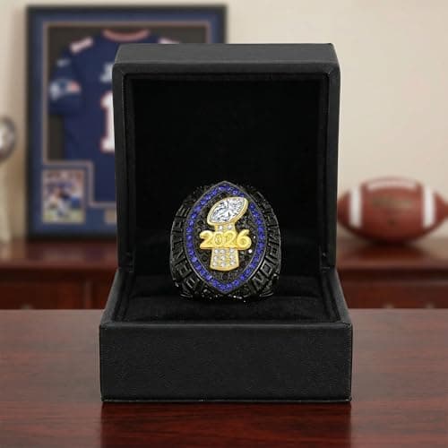 LANGE HOME 2026 Fantasy Football Ring 2026 Fantasy Football Championship Ring with High-Grade Gift Box,League Champion Trophy Rings Premium Award for Winner (2026-Black, 11-D20.22MM-C65MM) - Thumbnail 4