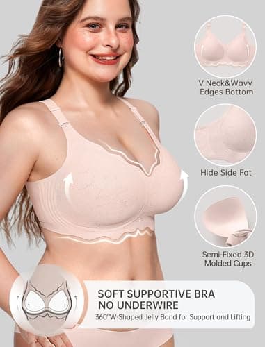 OEAK Women Value Series Jelly Bras Wireless Pushup Convertible S Jacq Pink - Thumbnail 2