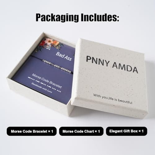 PNNY AMDA Morse Code Bracelets: Funny Friend Gifts for Women - Gifts for Best Friend Birthday Moving Away Uplifting Sentimental Get Well - Thumbnail 6