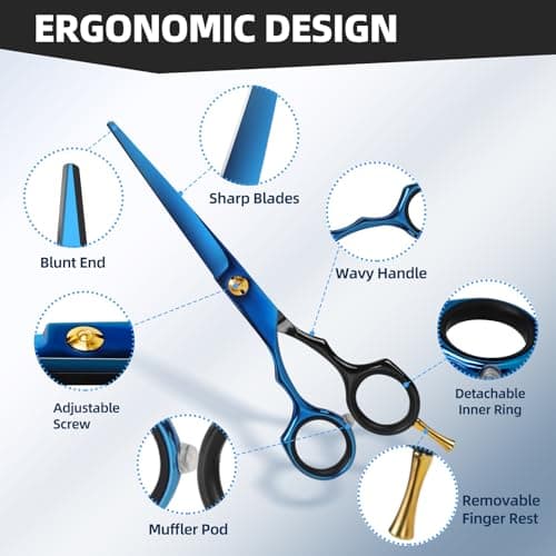 ETHTXE Professional Hair Cutting Scissors Kit, 6.5" Barber Cutting & Texturizing Shears – Premium Stainless Steel Salon Scissors for Men, Women, Home Use, Professional Barbers and Gift Giving - Thumbnail 5