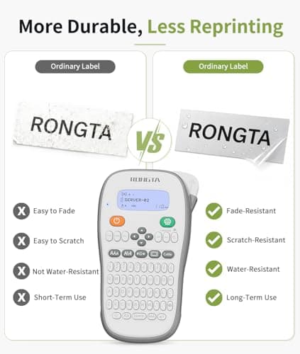 Rongta TH110 Bluetooth Handheld Label Maker Machine with 1 Tape, QWERTY Keyboard Portable Label Printer, for Home, Office, Organization - Thumbnail 5