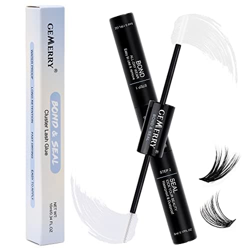 GEMERRY Lash Bond and Seal 10ml Eyelash Bond and Seal for Lash Clusters Strong Hold 48-72 Hours Cluster Lash Glue Waterproof Mascara Wand Bond and Seal (Clear, 10ml) - Image 1