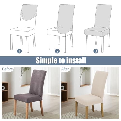 BIETYONE Stretch Dining Chair Covers Set of 4, Soft Removable Washable Kitchen Parsons Chair Slipcovers, High Elastic Seat Protector for Home Hotel Banquet - Thumbnail 4