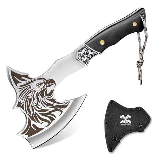 Grumpy Bear Camping Hatchet, Full Tang Outdoor Axe with Decorative Handle, Durable Forged Blade for Hiking, Bushcraft, and Survival (Eagle) - Image 1