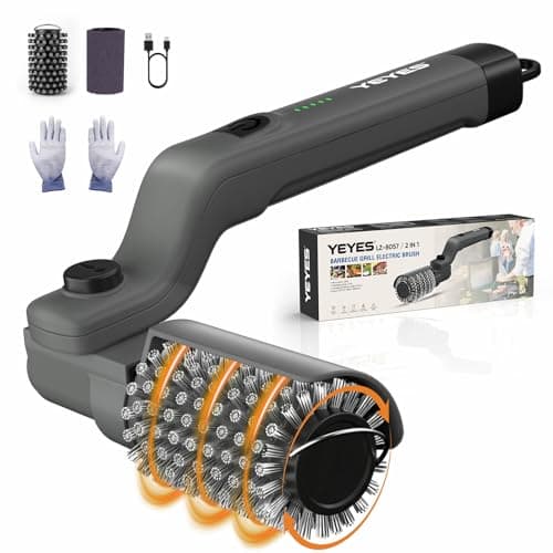 YEYES Electric Grill Brush for Outdoor Grill - Cordless Rechargeable BBQ Cleaner with 7-Angle Adjustable Head, 2600mAh Power Rotary Grill Cleaning Brush for Gas Charcoal Grates (Gray) - Image 1