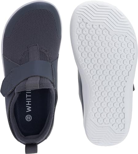 WHITIN Kids Wide Barefoot Shoes for Boys/Girls Pull-On Sneakers Minimalist Wide Toe Box Zero Drop Size 3 Big Kids Walking Athletic Sports Wide Width Running Tennis Grey 35 - Thumbnail 5
