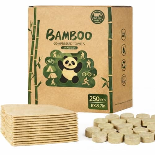 Bamboo Compressed Towels – 250-Pack, Biodegradable Toilet Paper Tablets & Portable Expandable Wipes for Travel, Camping, Backpacking & Outdoor Hygiene - Image 1