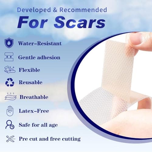 Safirst Silicone Scar Sheets 1.6"x59" Roll-1.5M Scars Removal Treatment Medical Grade Silicone Scar Tape for Skin Resuable Strip for Tummy Tuck,Incision,Keloid,C-Section,Burn,Acne Scars - Thumbnail 4