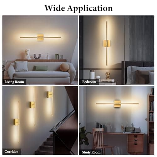 SAIMAND Wireless Sconces Set of 2 Battery Operated,8000mAh USB Rechargeable Wall Light with Remote Control,3000K-6000K LED Dimmable Wall Lamp for Living Room, Hallway, Bedroom (Gold) - Thumbnail 6