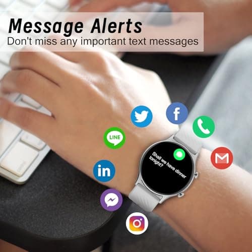 Smart Watches for Women,Fitness Smart Watch (Answer/Make Call), 1.4"Screen Waterproof Smart Watches with 123 Sports Modes/Heart Rate Monitor/Sleep Tracker, Watches for Women for Android iOS Grey - Thumbnail 2