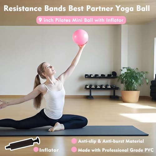 Pilates Ring Kit with Adjustable Ankle Wrist Weights, Fabric Resistance Bands, Pilates Equipment Yoga Ball for Home Workout to Tone, Sculpt and Strengthen, Fitness Magic Circle Rings for Women (Pink) - Thumbnail 6