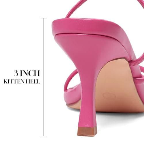 COMFITORIA Kitten Heel Sandals for Women Square Open Toe Flip Flop Heels Sandals Strappy 3 Inch Thong Low Heels Summer Fashion Beach Vacation Dress Shoes,Hot Pink,Size 7.5 - Thumbnail 5