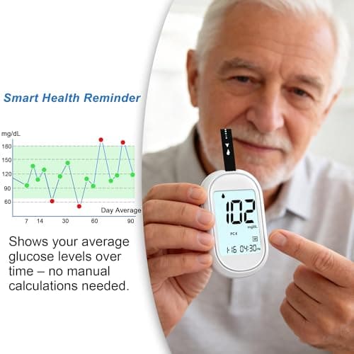 Glucose Monitor Kit, Diabetes Testing Kit with 100 Test Strips & Lancets, High Accuracy Glucose Monitor, Large Bright Screen, PC/AC/CTL Mode, No Coding, Auto Average Calculation - Thumbnail 2