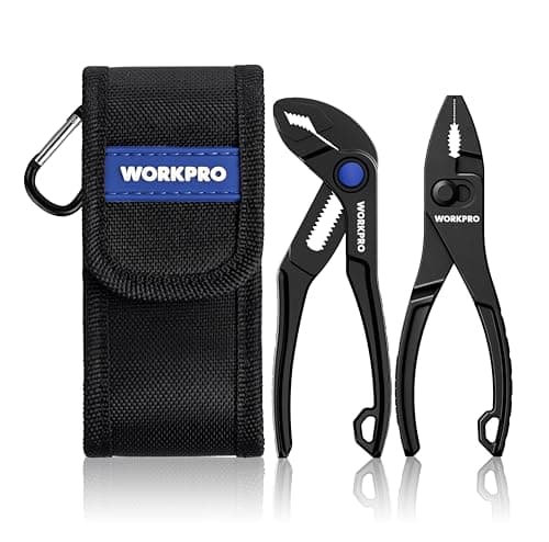 WORKPRO 2-Piece Mini Pliers Set, 4-Inch Slip Joint Plier & Water Pump Plier